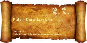 Mühl Konstantin névjegykártya